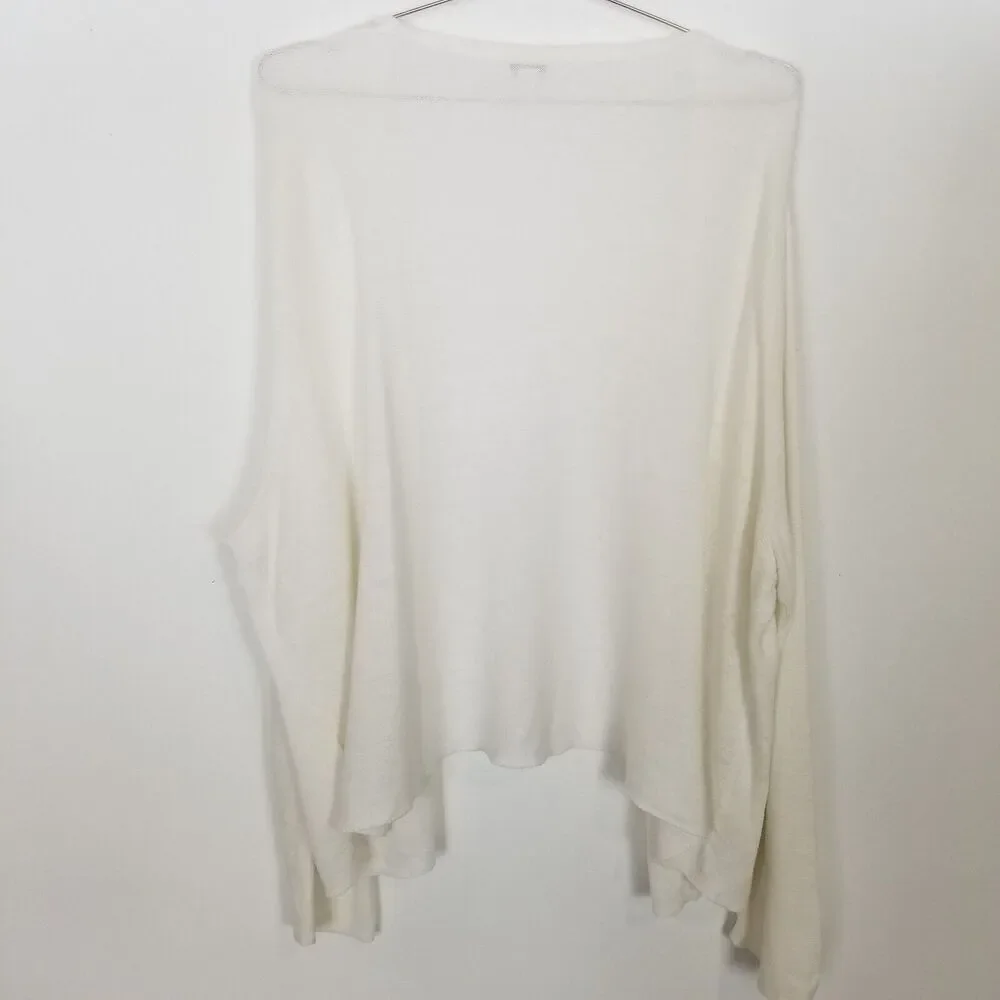 J.Jill Women Plus‎ Linen Blend Cardigan Sweater Sz 3X White Open Front Beach